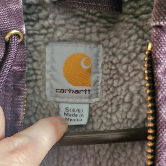 Carhartt Y2K Purple Brown Heavy Hooded Chore Utility Coat RN 14806 Size Small - Picture 11 of 14